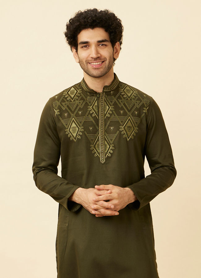 Olive Green Wakanda Kurta Set image number 0